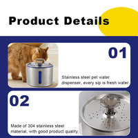Fontaine d'eau pour chat entièrement automatique en acier inoxydable, distributeur d'eau ultra calme à double sortie pour chats