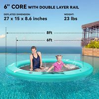 Hamac flottant gonflable, lit flottant, plateforme, radeau, chaise longue flottante ronde pour piscine ou lac avec filet pour adultes, enfants et familles