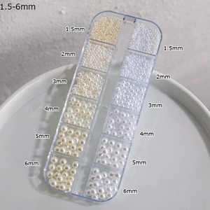 Cuentas de imitación de perlas para uñas, 1.5-6mm, redondas, de base plana, tamaños mixtos, para decoración de uñas. - Product Image 1