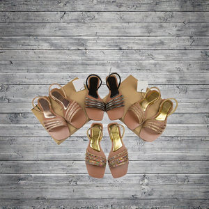 Sandales plates pour femmes, tendance estivale, nouvelle mode, sexy, bout carré, décontractées, légères, à un bouton, dorées - Product Image 2