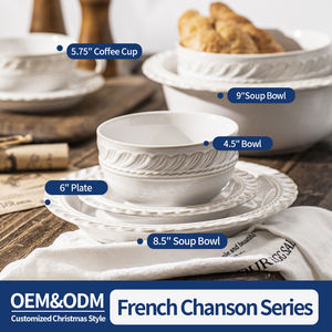 Vente en gros Ensemble de vaisselle en céramique d'hôtel personnalisable moderne à motifs de fruits gaufré écologique allant au micro-ondes et au lave-vaisselle - Product Image 5