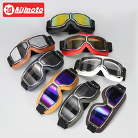 Universel Moto Vintage Lunettes En Cuir Moto Scooter Biker Moto Lunettes Lunettes pour Casque Ouvert Lunettes Anti-Poussière