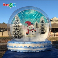Sayok Géant De Noël Gonflable Snowglobe Bubble Tent Bouncy Castle House Blowup Snow Globe Snowball Ballon avec Tunnel