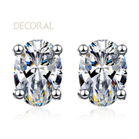 D couleur étincelante 1Ct 2CT 4CT ovale coupe Moissanite diamant boucle d'oreille pour les femmes cadeau 925 en argent Sterling fiançailles bijoux de mariage