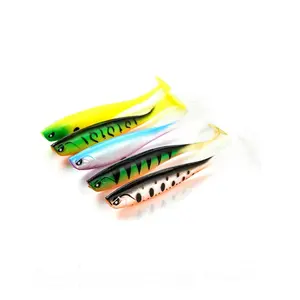 New Model 5 Color Soft Bite Lures, 125mm Double Hollow Paddle Tail Soft Lure, 3D PVC Colorful Soft Lure T Shad