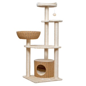 Rumah pohon kucing Sisal desain baru rumah kucing rotan lantai ke langit-langit rumah kayu Solid alam untuk kucing besar - Product Image 6