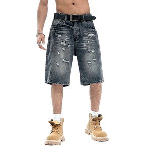 Shorts de Mezclilla para Hombre, Cintura Alta, Corte Recto, Casuales, de Verano, de Algodón, Transpirables, de Alta Calidad, Personalizados - Product Image 1