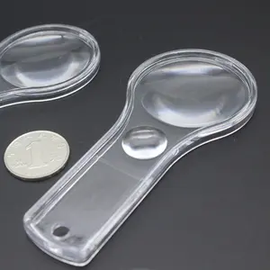 Transparent double lens plexiglass 5 times 15 times old people reading hand-held magnifying glass gift