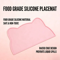 Tapis de Nourrissage en Silicone pour Animaux de Compagnie, Forme Arrondie, Étanche, Antidérapant, avec Bord Surélevé, Anti-Fuite, Durable, Écologique, Qualité Alimentaire