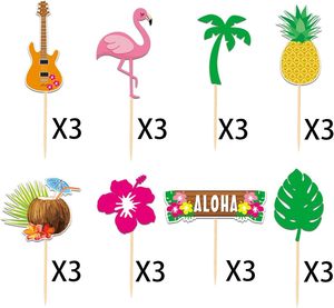 Adornos para Cupcakes Hawaianos, Decoración de <span class=keywords><strong>Pastel</strong></span> con Piña, Flor y Flamenco Hawaianos para Fiestas de Verano con Temática Hawaiana, Suministros para Bodas y <span class=keywords><strong>Cumpleaños</strong></span> - Product Image 4