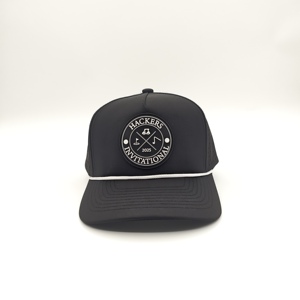 Casquette de golf Elite Oxford Sporty 5 panneaux unie imperméable avec logo en silicone personnalisé, faible MOQ, OEM, patch en caoutchouc 3D perforé au laser - Product Image 5