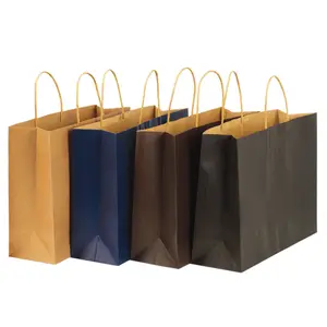 High Quality Concise Kraft Paper Bag Biodegradable Kraft Paper Shopping Bags 30cm 21cm 27cm 31cm 43cm 41cm wholesale cheap price