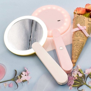 Mini miroir de maquillage à main avec lumière LED, miroir cosmétique pliable à LED, miroir de poche - Product Image 4