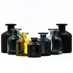 120Ml 200Ml 250Ml Ronde Matte Black Room Air Riet Diffuser Parfum Decoratieve Glazen Fles Flesje Voor Parfum