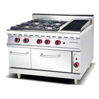 Cuisine occidentale Cuisinière à gaz autoportante Cuisinière commerciale Cuisinière 6 brûleurs avec four