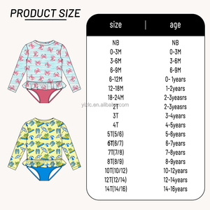 맞춤 여름 아동용 아기 수영복 꽃무늬 하와이 프린트 긴팔 여아 원피스 비키니 비치수트 - Product Image 5