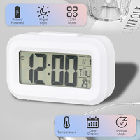 Jam Alarm Digital LED, Jam Alarm Digital LED Mode 12/24, layar Alarm Digital elektronik, jam Desktop, tampilan tanggal, suhu dengan lampu malam
