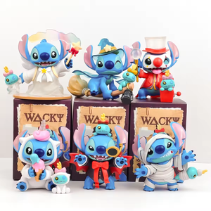 QIXI carino pigiama <span class=keywords><strong>Stitch</strong></span> <span class=keywords><strong>Lilo</strong></span> & <span class=keywords><strong>Stitch</strong></span> 2.0 Blind Box in PVC bambola in resina per bambini borsa ciondolo regalo con tema animali divertenti - Product Image 1