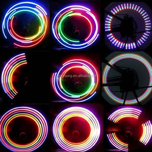 Capuchon de valve de roue de vélo 5 LED Neon Light Bike Bright Flash Lamp 32 Patterns Change Cycling Light Bicycle Accessories - Product Image 5