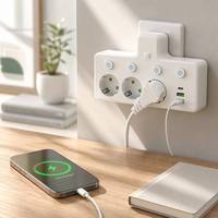 Regleta de Enchufes Universal Estándar Europeo 10A de Cobre y Latón con Puertos USB A+C, Interruptor Maestro y Protección contra Sobretensiones, Venta al por Mayor