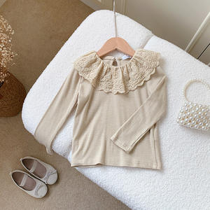 2025 ragazze Casual Babh a maniche lunghe t-shirt autunno stile foresta colletto da bambola con fondo arricciato - Product Image 4