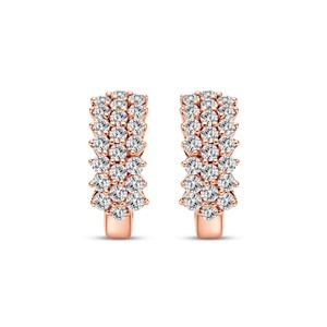 Boucles d'oreilles créoles classiques en diamant de laboratoire taille ronde pour femme, couleur VVS VS EF, en argent sterling 925, or 10KT 14KT 18KT, tendance - Product Image 2