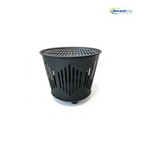 Brasero en fer conique durable avec fentes d'aération, grille de cuisson et pique-foyer pour foyer extérieur portable à bois avec barbecue