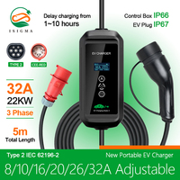 Nouveau chargeur de voiture portable 22KW 32A 3 phases IEC 62196 SAE J1772 Type 2 GBT CEE RED Plug