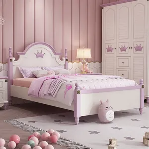 2020 새로운 디자인 크라운 조각 소년 소녀 침실 가구 어린이 침대 어린이 침대 세트 소녀