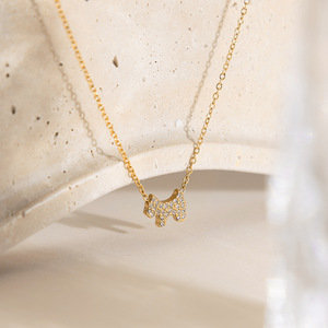 Collar con Colgante de Perro en Tono Dorado, con Engaste Pavé, de Acero Inoxidable, para Uso Diario, Joyería con Dije Temático de Animal - Product Image 4