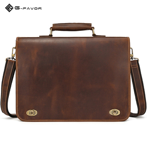 Sac à main pour ordinateur portable en cuir véritable de style vintage pour hommes avec bandoulière, sac à main de 15,6 pouces, mallette - Product Image 4