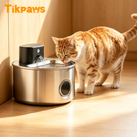 Fontaine à eau pour animaux de compagnie OEM 4L, fonctionnant sur batterie, en acier inoxydable, avec fenêtre visible, capteur intelligent, sans fil, distributeur d'eau pour chat sans fil