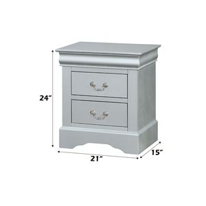 Table de chevet de luxe moderne et antique DB Louis Philippe avec armoire de chevet en aluminium finition platine pour chambre ou appartement - Product Image 2