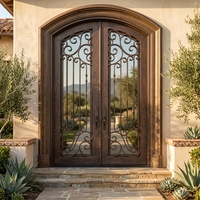 Porte d'entrée en fer forgé antique pour maison