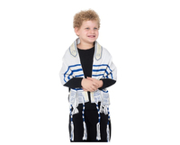 Châle de prière Tallit pour enfants chrétiens - Petit Tallit avec Bénédiction d'Aaron et Symboles messianiques