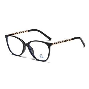 Monture de lunettes anti-lumière bleue œil de chat style Zhou Xun, monture intégrale TR90 pour femme, verres plats, protection UV400 YC3408 D1 - Product Image 2
