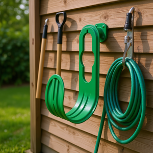 Soporte de pared para manguera de jardín, gancho de plástico verde para almacenamiento de tuberías de riego, organización de garaje - Product Image 2