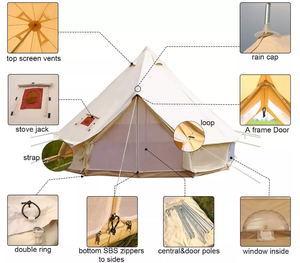 เต็นท์ตั้งแคมป์กลางแจ้งแบบมองโกเลียเต็นท์สำหรับบ้าน5 + คนกันน้ำแบบพกพาหรูหรา - Product Image 4
