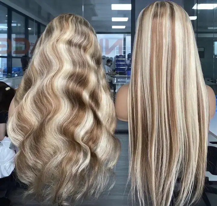 Hoge Kwaliteit Lijmloze Full Hd Lace Frontale Pruiken 27/613 Ombre Kleur Haar Cuticula Uitgelijnd Rauw Menselijk Haar Met Baby Haar