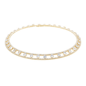 Novedad Transfronteriza: Collar de Zirconia de 2 Hileras con Alambre de Acero Elástico, Diseño Abierto, Tendencia Exagerada, Collar de Diamantes de Imitación al por Mayor - Product Image 2