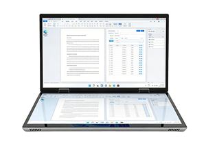 Portátil de Doble Pantalla Táctil Actualizado 2025 para Comparación de Datos de Trading de Acciones, Diseño Giratorio 360°, Refrigeración Turbo de Alta Eficiencia - Product Image 1