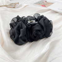 Nouvelle Pince à Cheveux Requin Transparente de 13 cm pour Femmes, Grande Fleur Double Face en Acrylique et Mousseline, Rose, Style Doux et Tendance, Idéale pour les Fêtes