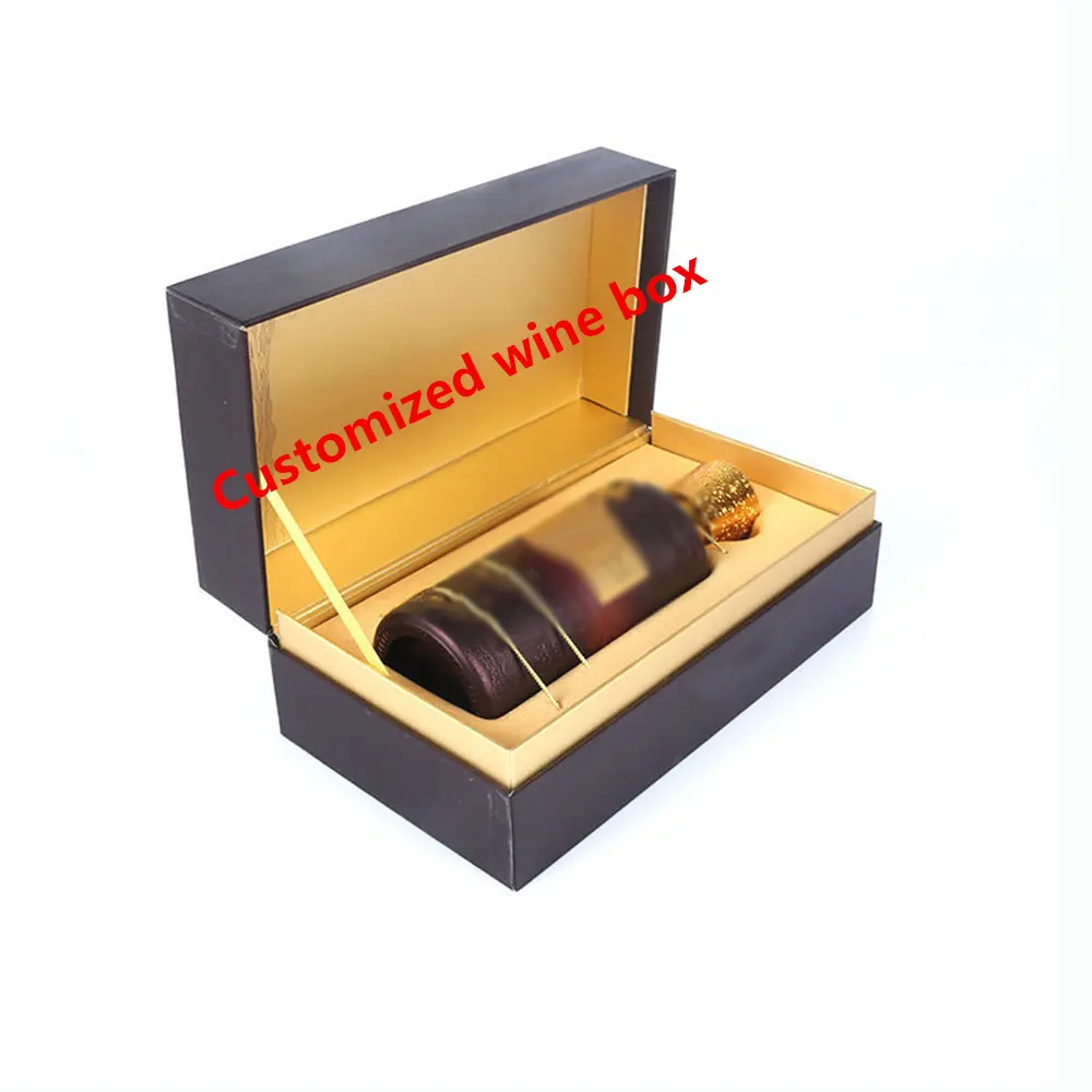 Boîtes à vin de luxe Boîte cadeau de présentation de bouteille en verre en carton Boîtes à vin rouge avec emballage en carton avec logo personnalisé