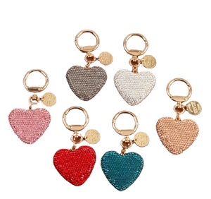 New Heart-shaped Alloy <strong>Keychain</strong> with Creative Diamond Inlaid Heart-shaped Bag Charm Bling Car Keychains - Product Image 1
