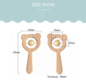 <span class=keywords><strong>Hochet</strong></span> en bois de hêtre de haute qualité en forme d'ours, anneau de dentition pour bébé, jouets éducatifs, <span class=keywords><strong>hochet</strong></span> en bois - Product Image 6