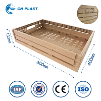Panier à légumes pliable en plastique à motif bois, caisse pliable pour fruits et légumes frais, idéal pour les marchés et la présentation en magasin