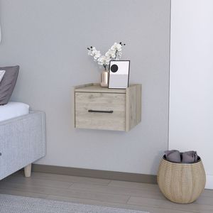 Mesita de noche flotante DB de diseño moderno para dormitorio, panel de madera gris claro para uso doméstico o hotelero - Product Image 4