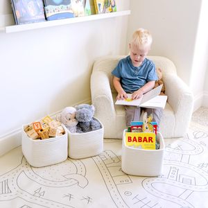 Paquete de 3 Cestas de Almacenamiento de Juguetes Pequeños para Niños, Cestas de Almacenamiento Tejidas con Cuerda de Algodón para Organizar, Cesta para Estante de Guardería - Product Image 4