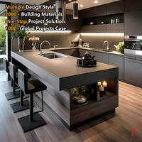 Meuble de cuisine de luxe sur mesure, armoire de rangement complète en bois, meuble modulaire moderne, îlot de cuisine prêt à assembler