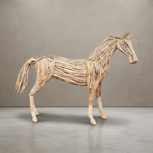 Sculpture de cheval en bois flotté, œuvre d'art en bois artisanale, design moderne, marque Ninnet Thaïlande, décoration de Noël pour la maison - Product Image 3